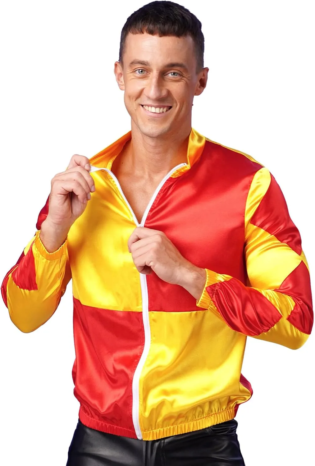 Mens Horse Trainer Costume Halloween Equestrian Fancy Dress Outfit Front Zipper Long Sleeve Top