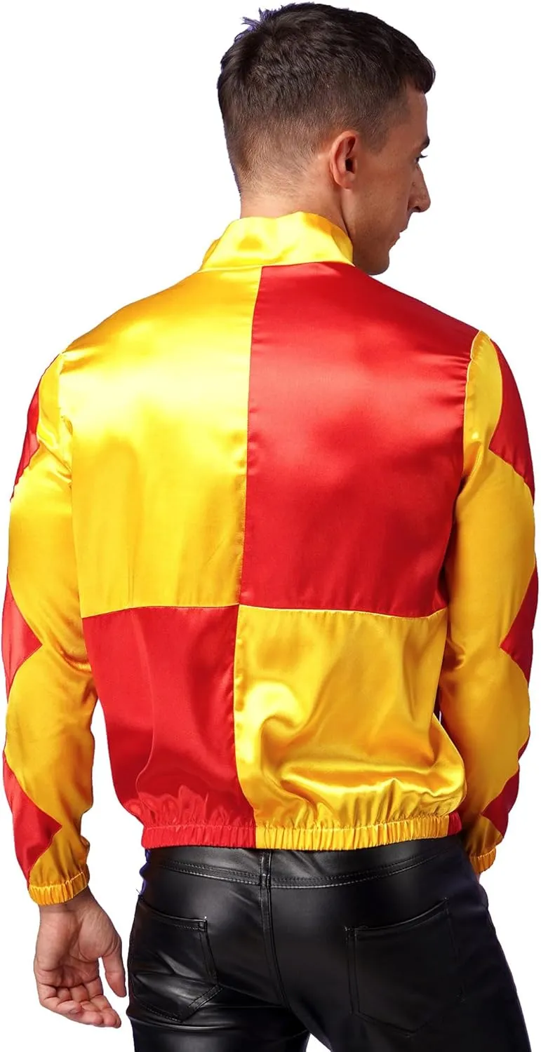 Mens Horse Trainer Costume Halloween Equestrian Fancy Dress Outfit Front Zipper Long Sleeve Top