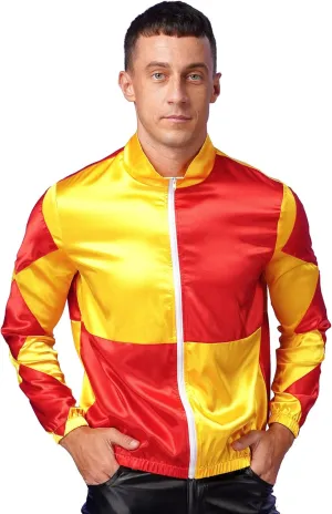 Mens Horse Trainer Costume Halloween Equestrian Fancy Dress Outfit Front Zipper Long Sleeve Top