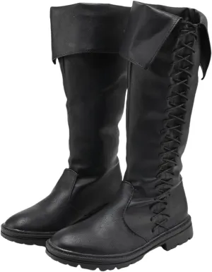 Mens Medieval Boots Renaissance Viking Lace-up Long Boot for Halloween Party