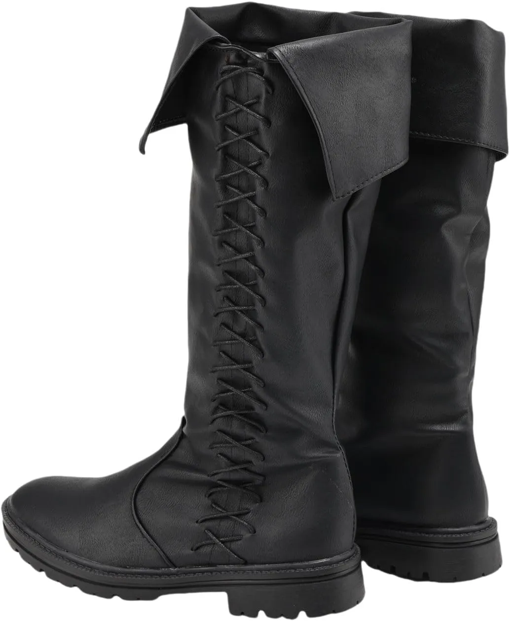 Mens Medieval Boots Renaissance Viking Lace-up Long Boot for Halloween Party