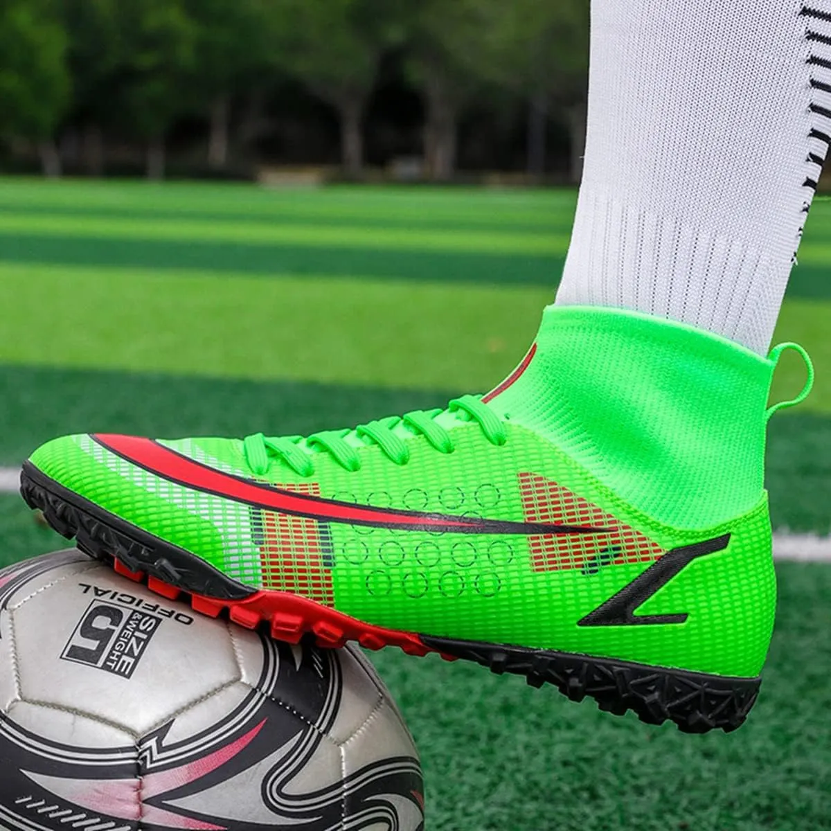 Men's Soccer Boots TF/AG Cleats Indoor Turf Hightop Football Cleats Outdoor Youth Soccer Sneaker for Training Athletic
