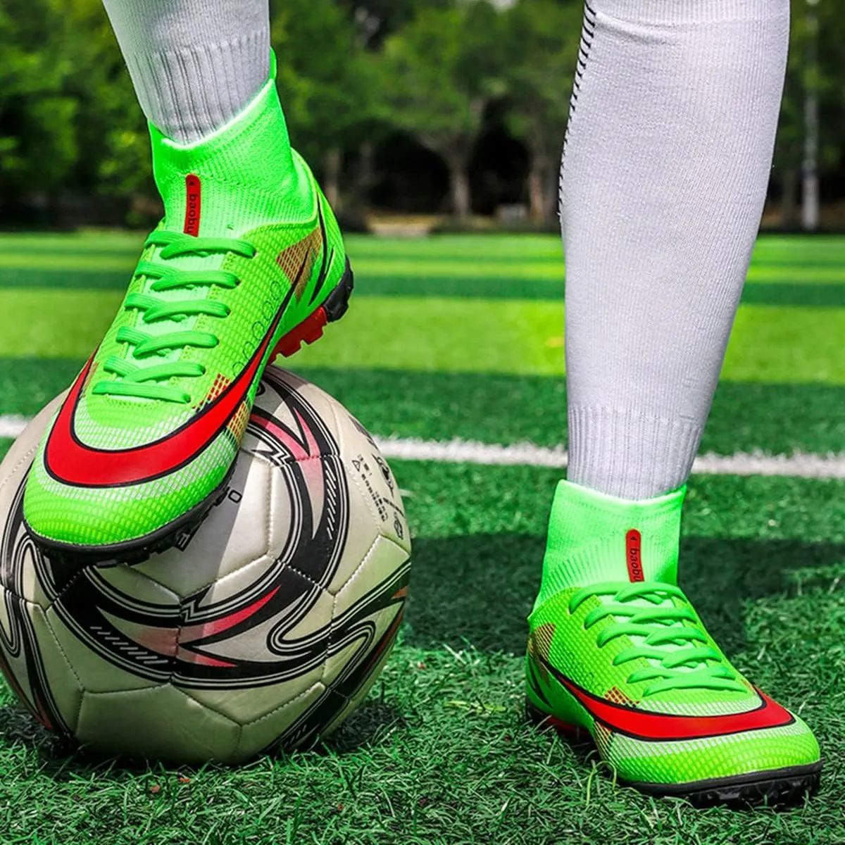 Men's Soccer Boots TF/AG Cleats Indoor Turf Hightop Football Cleats Outdoor Youth Soccer Sneaker for Training Athletic