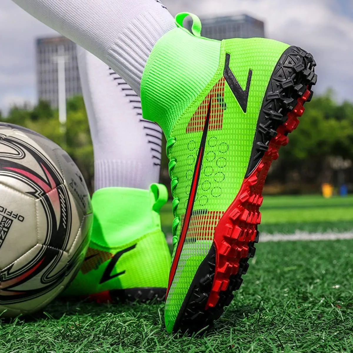 Men's Soccer Boots TF/AG Cleats Indoor Turf Hightop Football Cleats Outdoor Youth Soccer Sneaker for Training Athletic