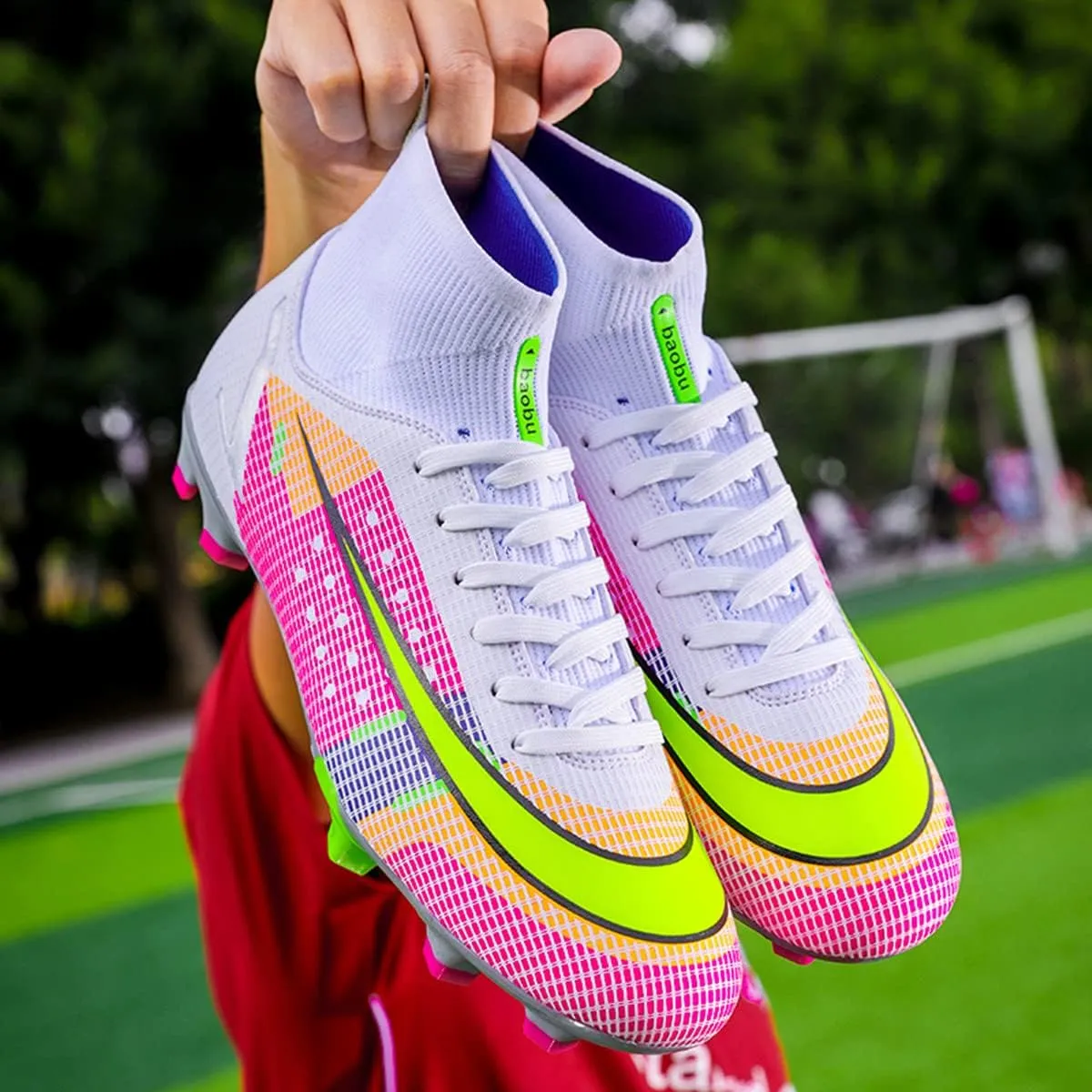 Men's Soccer Boots TF/AG Cleats Indoor Turf Hightop Football Cleats Outdoor Youth Soccer Sneaker for Training Athletic
