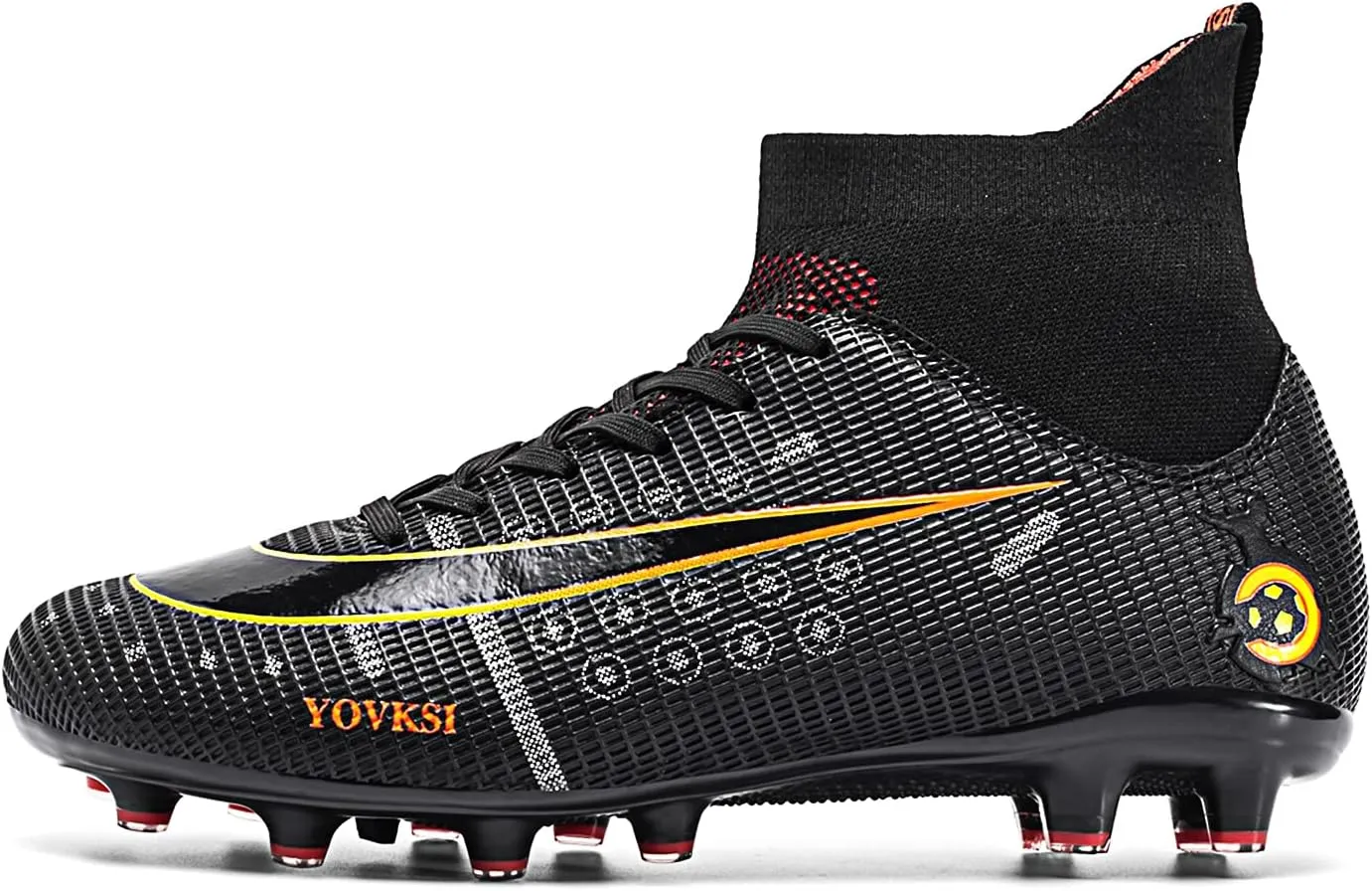 Mens Soccer Cleats Football Boots Spikes Shoes High-Top Outdoor/Indoor Training Athletic Sneaker