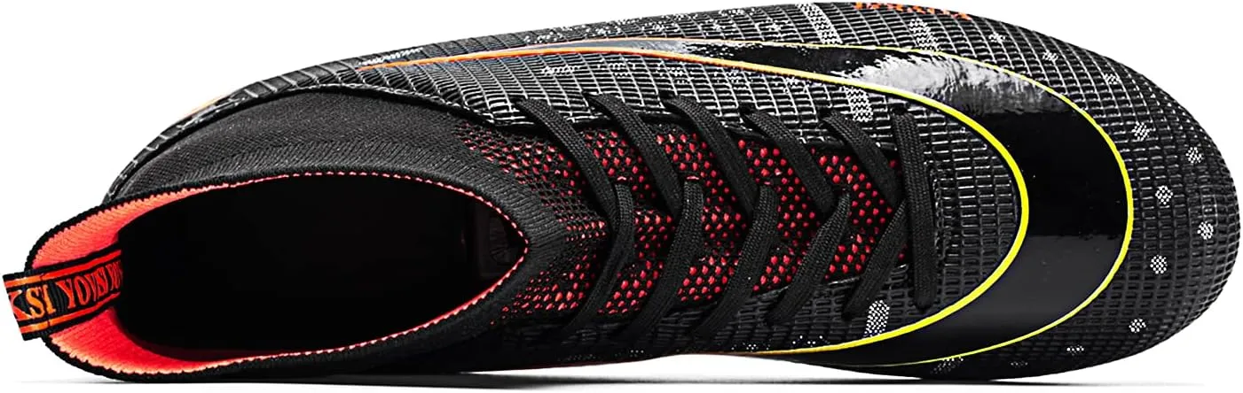 Men's Soccer Shoes Football Cleats with Lace-Up High Top Lightweight Indoor TF Turf Cleats Sneaker