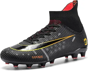 Men's Soccer Shoes Football Cleats with Lace-Up High Top Lightweight Indoor TF Turf Cleats Sneaker