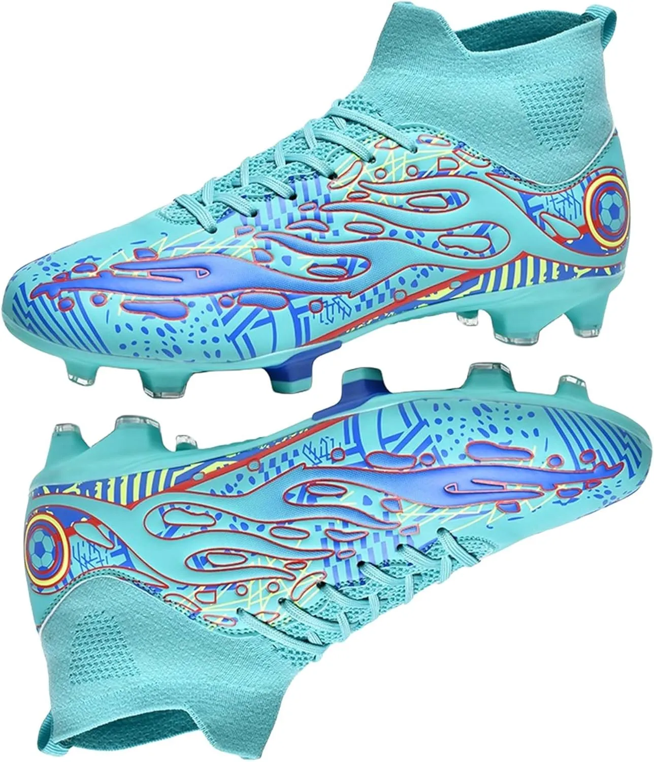 Men's Soccer Shoes High Top AG Cleats Outdoor Turf Athletic Professional Spikes Youth Boys Football Sneaker Unisex