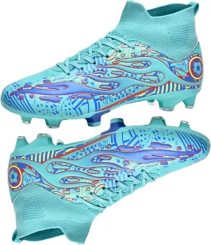 Men's Soccer Shoes High Top AG Cleats Outdoor Turf Athletic Professional Spikes Youth Boys Football Sneaker Unisex