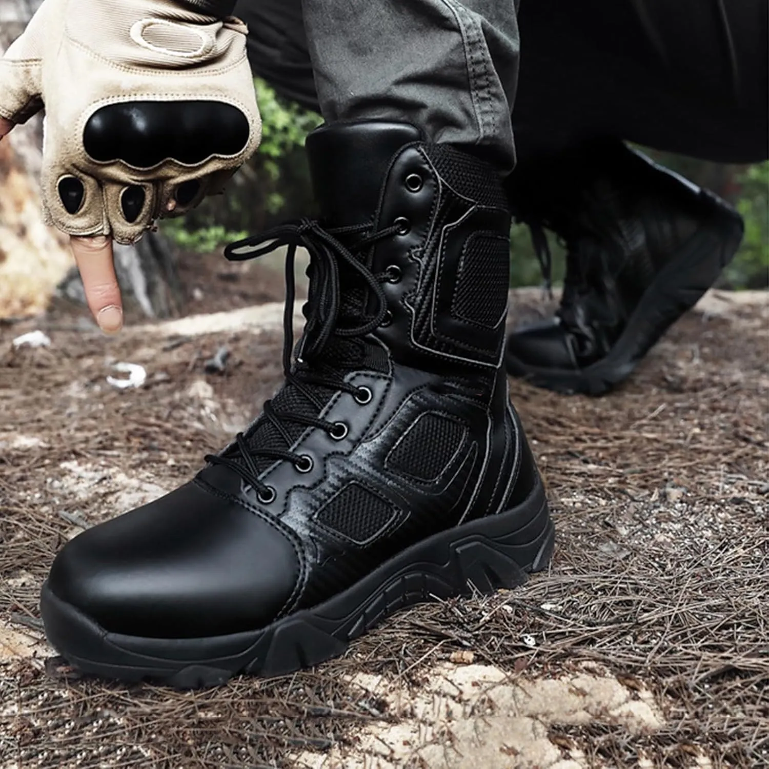 Men's Tactical Boots, Hiking Lightweight Non Slip Boot, Breathable Outdoors Desert Boots, Lace Up All Terrain Shoes