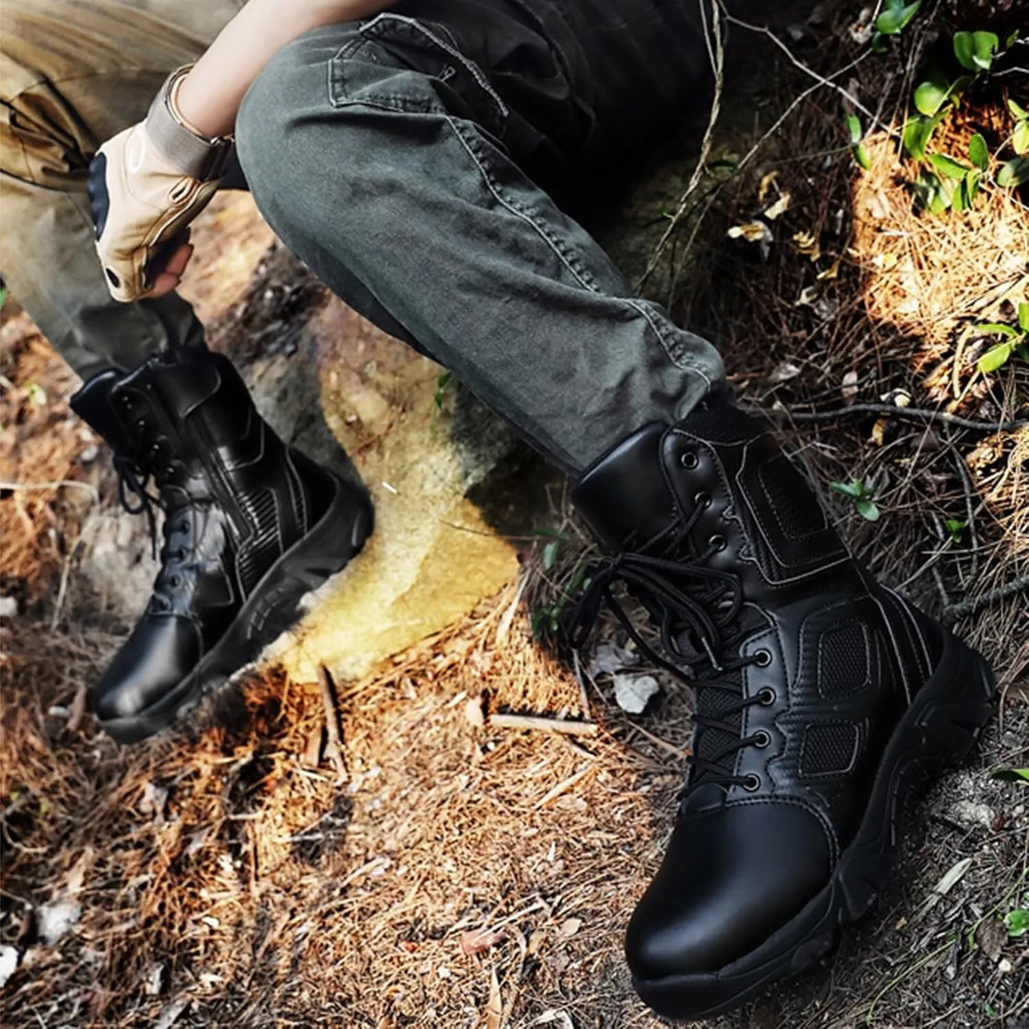 Men's Tactical Boots, Hiking Lightweight Non Slip Boot, Breathable Outdoors Desert Boots, Lace Up All Terrain Shoes