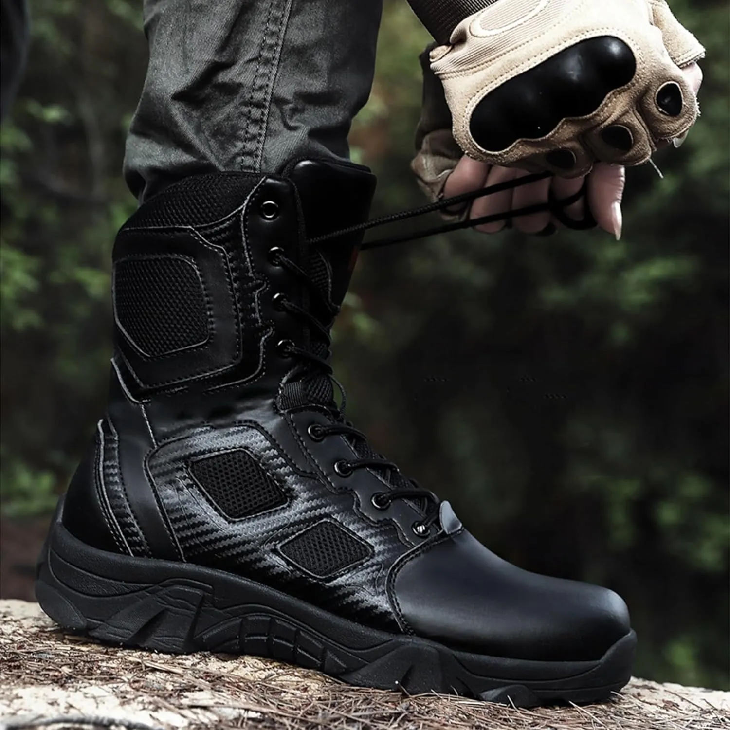 Men's Tactical Boots, Hiking Lightweight Non Slip Boot, Breathable Outdoors Desert Boots, Lace Up All Terrain Shoes