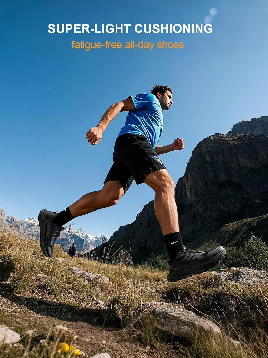 Men's Trail Running Shoes for Hiking Walking Cross Training Shoes with Arch Support Anti-Slip Lightweight Wide Width Sneakers
