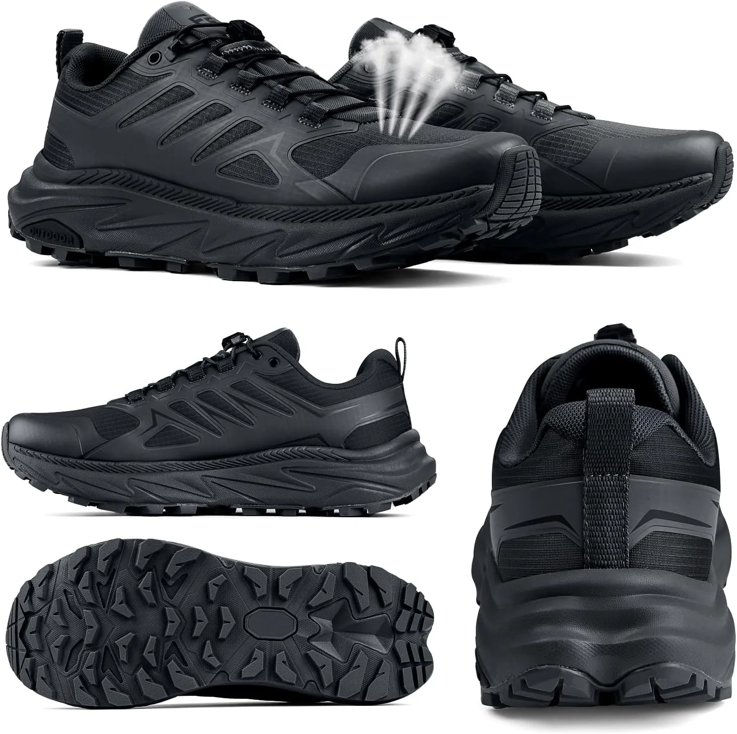 Men's Trail Running Shoes for Hiking Walking Cross Training Shoes with Arch Support Anti-Slip Lightweight Wide Width Sneakers