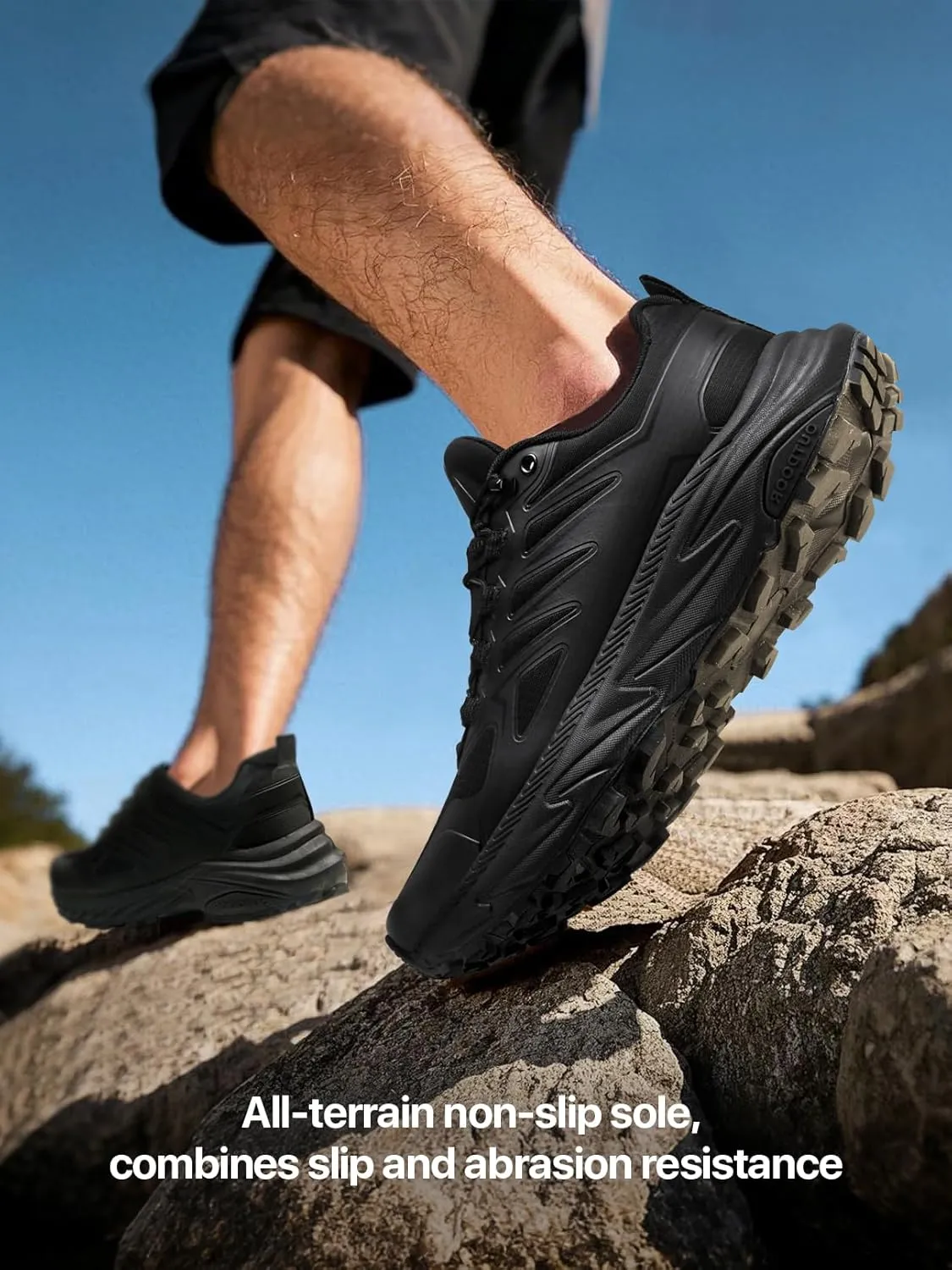 Men's Trail Running Shoes for Hiking Walking Cross Training Shoes with Arch Support Anti-Slip Lightweight Wide Width Sneakers