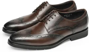 Mens Tuxedo Shoes Office Business Wingtip Lace Up Dress Shoes Elegant Casual Retro Wedding Work Shoes(9)
