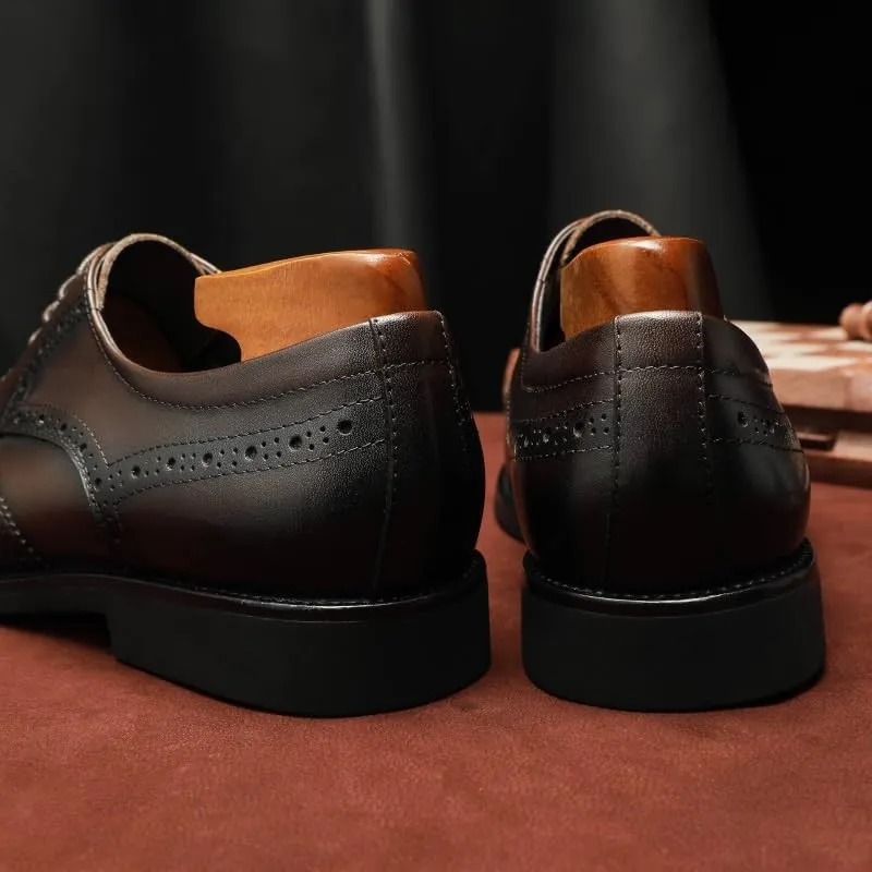 Mens Tuxedo Shoes Office Business Wingtip Lace Up Dress Shoes Elegant Casual Retro Wedding Work Shoes(9)