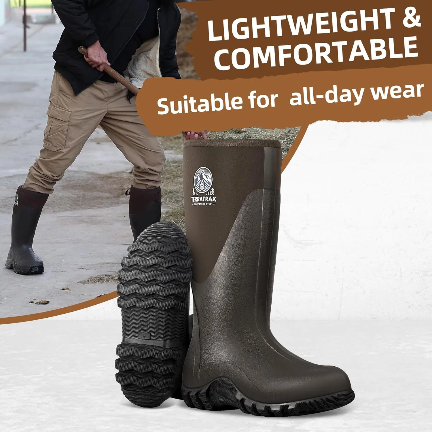 Men's Waterproof Rubber Muck Rain and Work Boot – Durable 6mm Neoprene Insulated, Ideal for Fishing Hunting & Farming