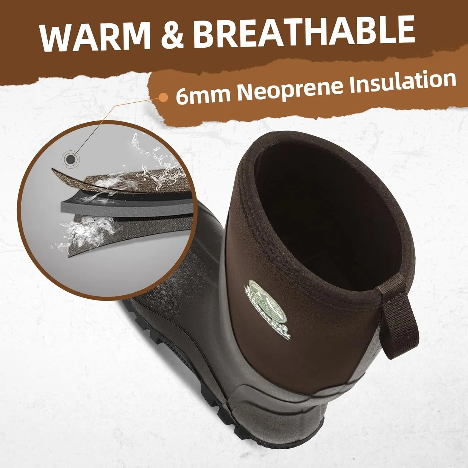 Men's Waterproof Rubber Muck Rain and Work Boot – Durable 6mm Neoprene Insulated, Ideal for Fishing Hunting & Farming