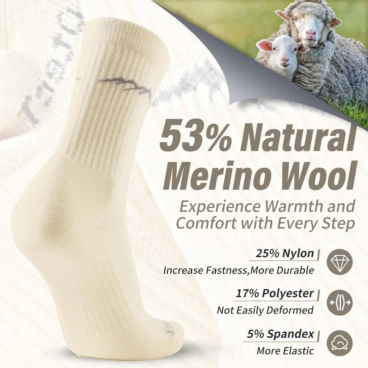 Merino Protect Merino Wool Socks for Women Winter Hiking Hunting Cycling Boot Socks Soft Cushion Warm Casual Thermal
