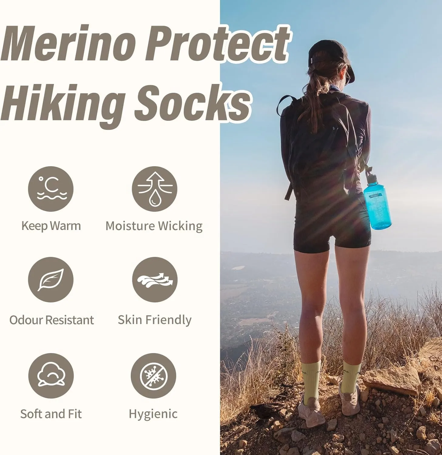 Merino Protect Merino Wool Socks for Women Winter Hiking Hunting Cycling Boot Socks Soft Cushion Warm Casual Thermal