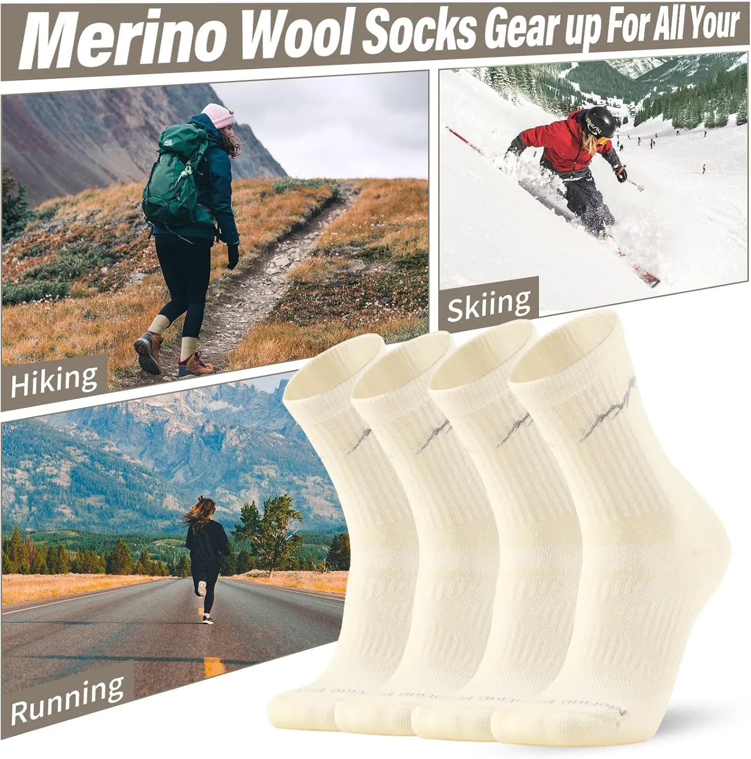 Merino Protect Merino Wool Socks for Women Winter Hiking Hunting Cycling Boot Socks Soft Cushion Warm Casual Thermal