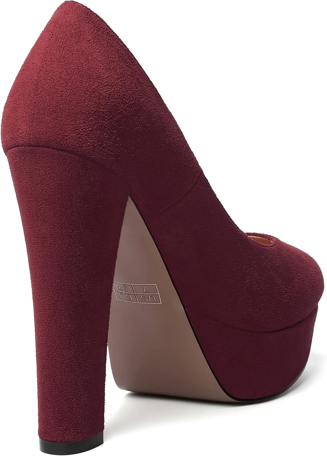 MERRORI Womens Round Toe Platform Party Suede Slip On Sexy Solid Chunky Super Super High Heel Pumps Shoes 5 Inch