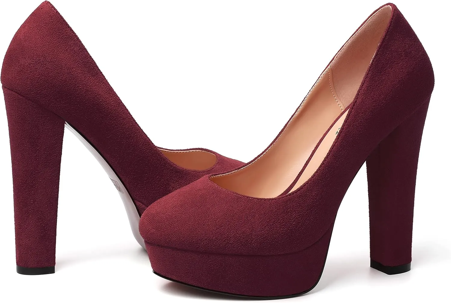 MERRORI Womens Round Toe Platform Party Suede Slip On Sexy Solid Chunky Super Super High Heel Pumps Shoes 5 Inch