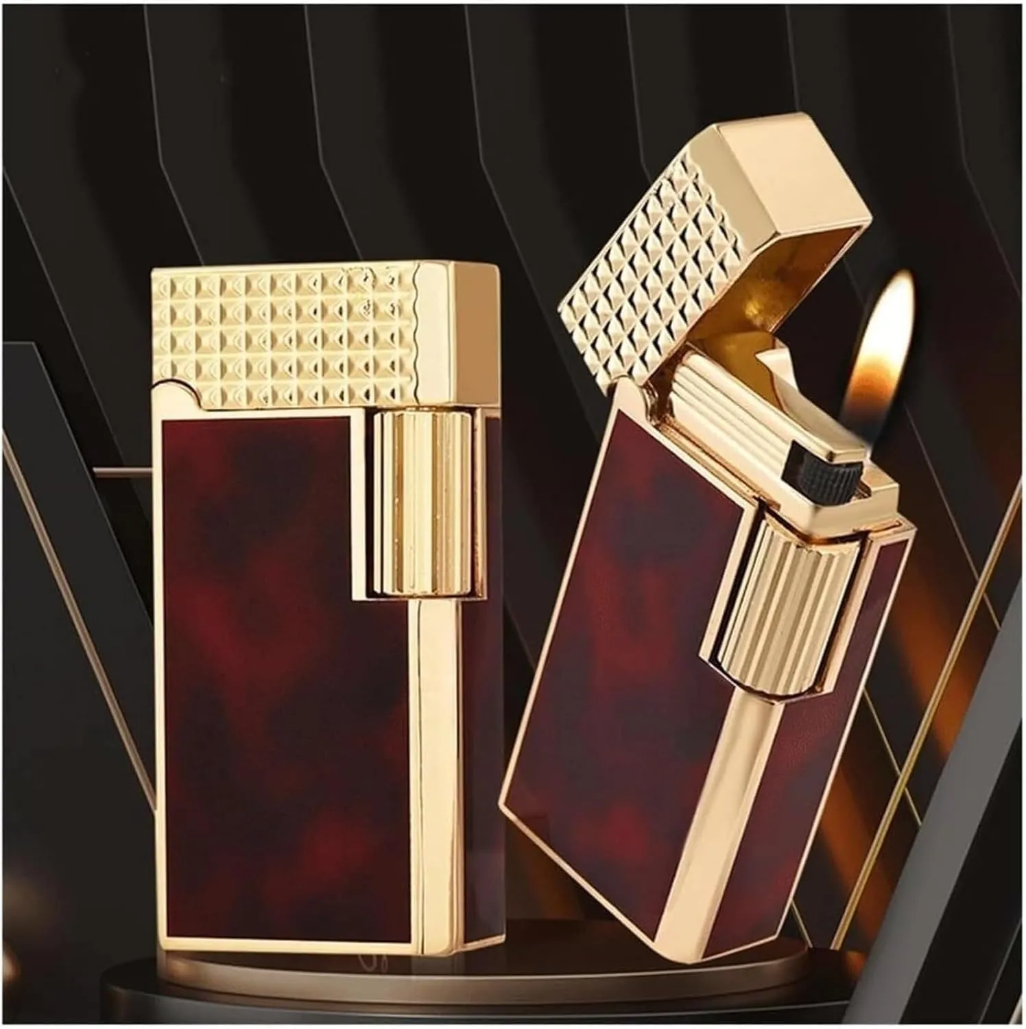 Metal Grinding Wheel Kerosene Lighter Flint Soft Flame Brass Classic Flip Cover Turn-On Sound High-End Retro Collection Gift for Men Dad Husband(#260f03)