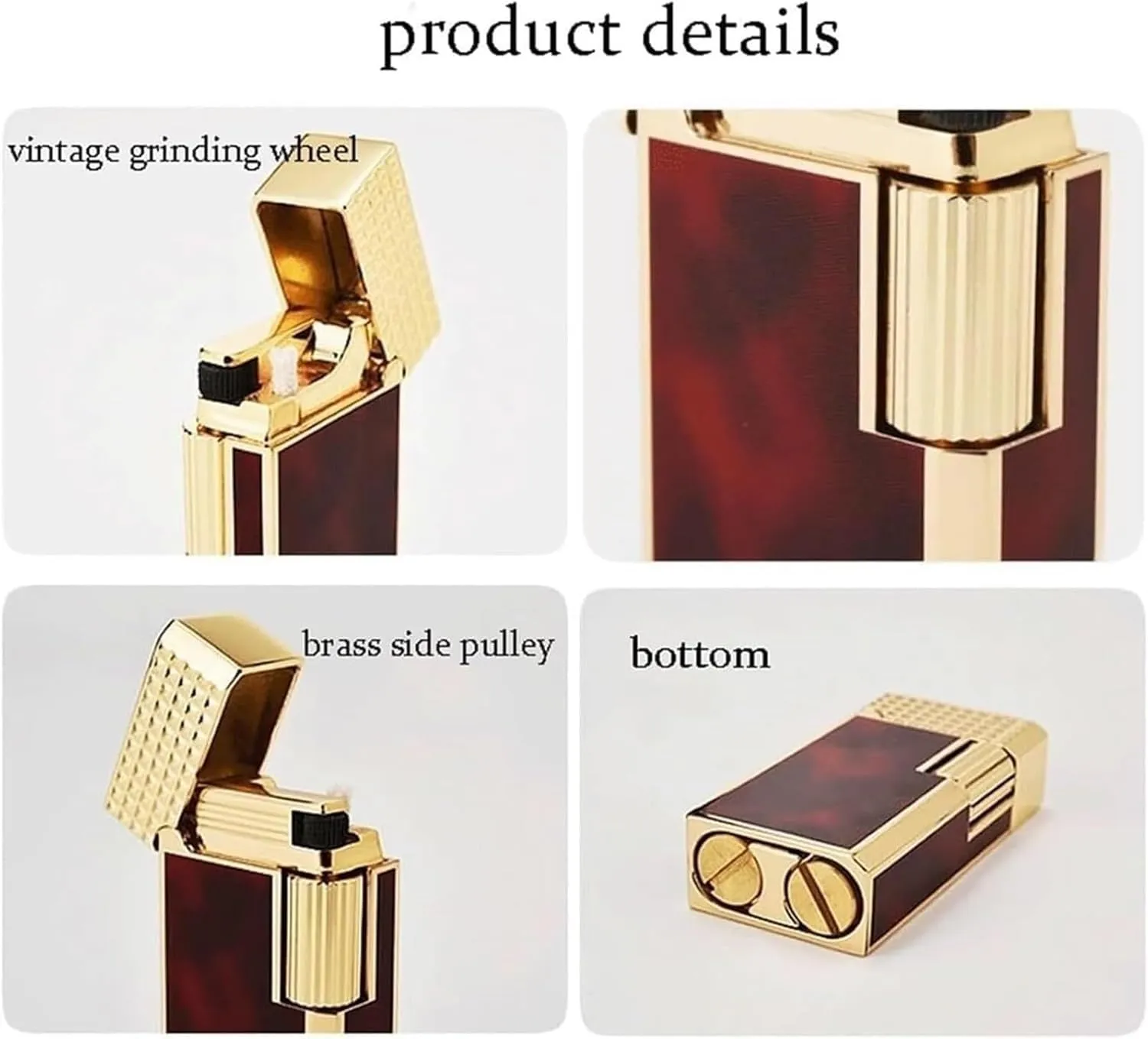 Metal Grinding Wheel Kerosene Lighter Flint Soft Flame Brass Classic Flip Cover Turn-On Sound High-End Retro Collection Gift for Men Dad Husband(#260f03)