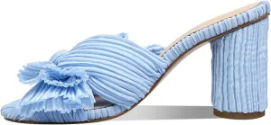 MICIFA Women's Bow Heeled Sandals Slip On Open Toe Block Chunky Heel Sandals Bride Wedding Dress Shoes