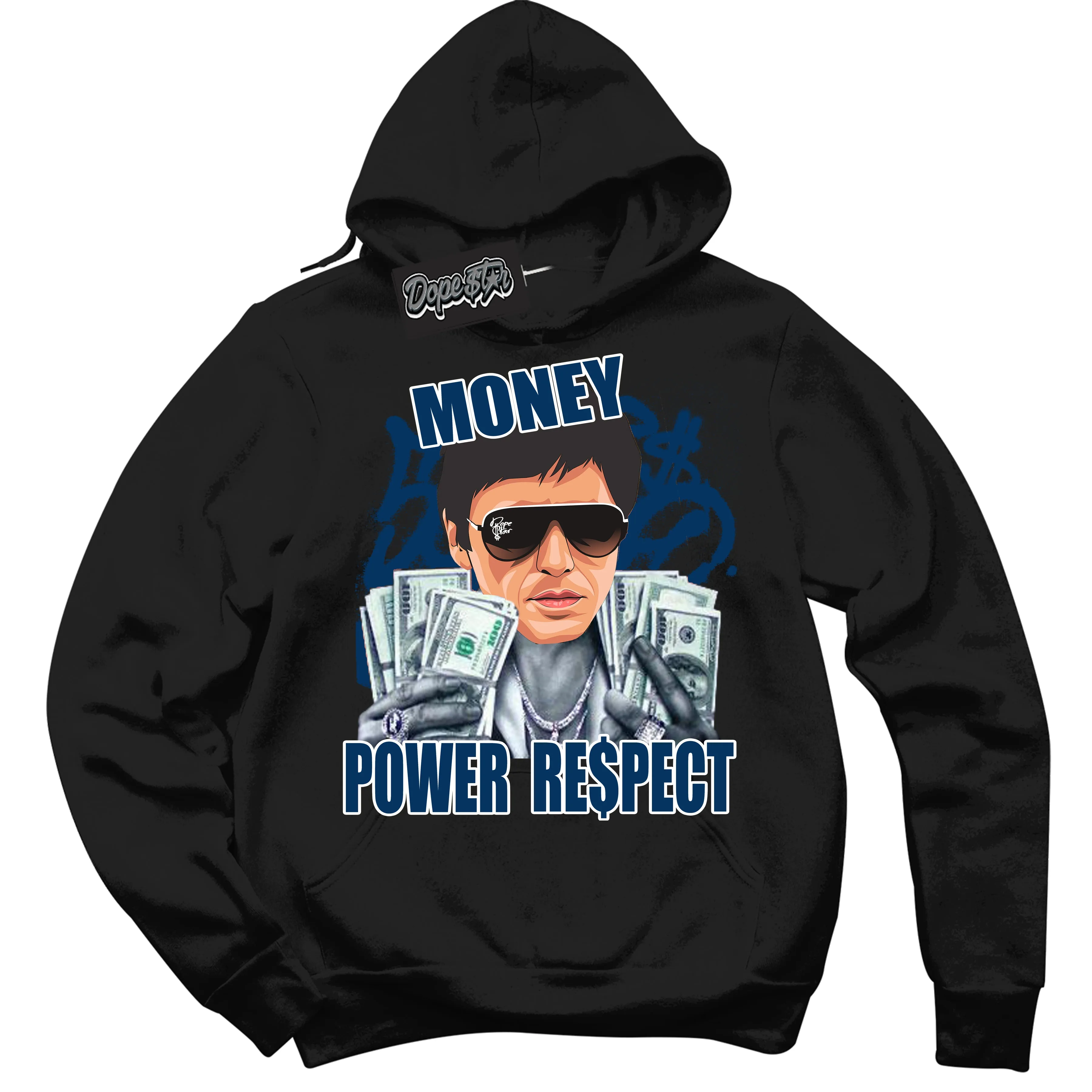 Midnight Navy 1s Sneaker Hoodie Tony Montana Graphic