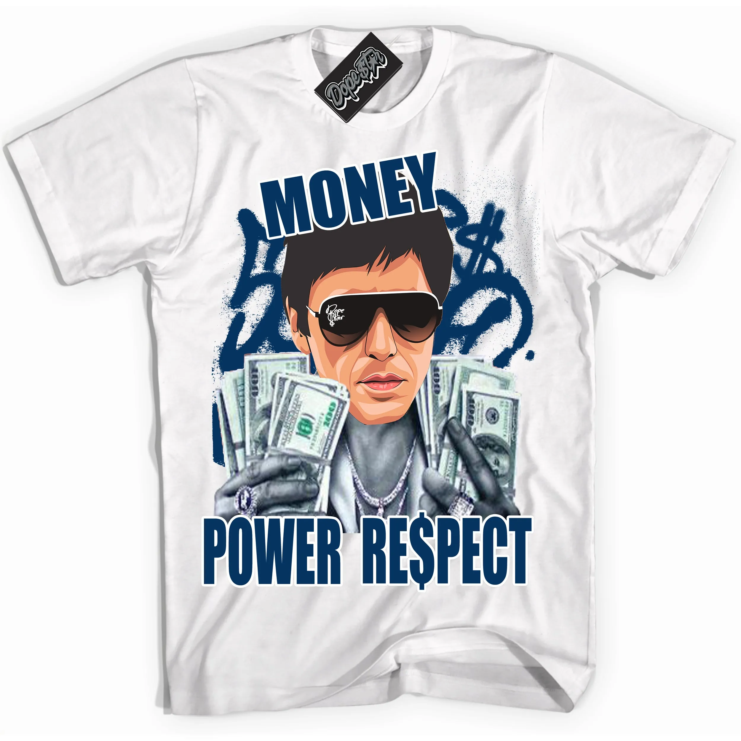 Midnight Navy 1s Sneaker Shirt Tony Montana Graphic