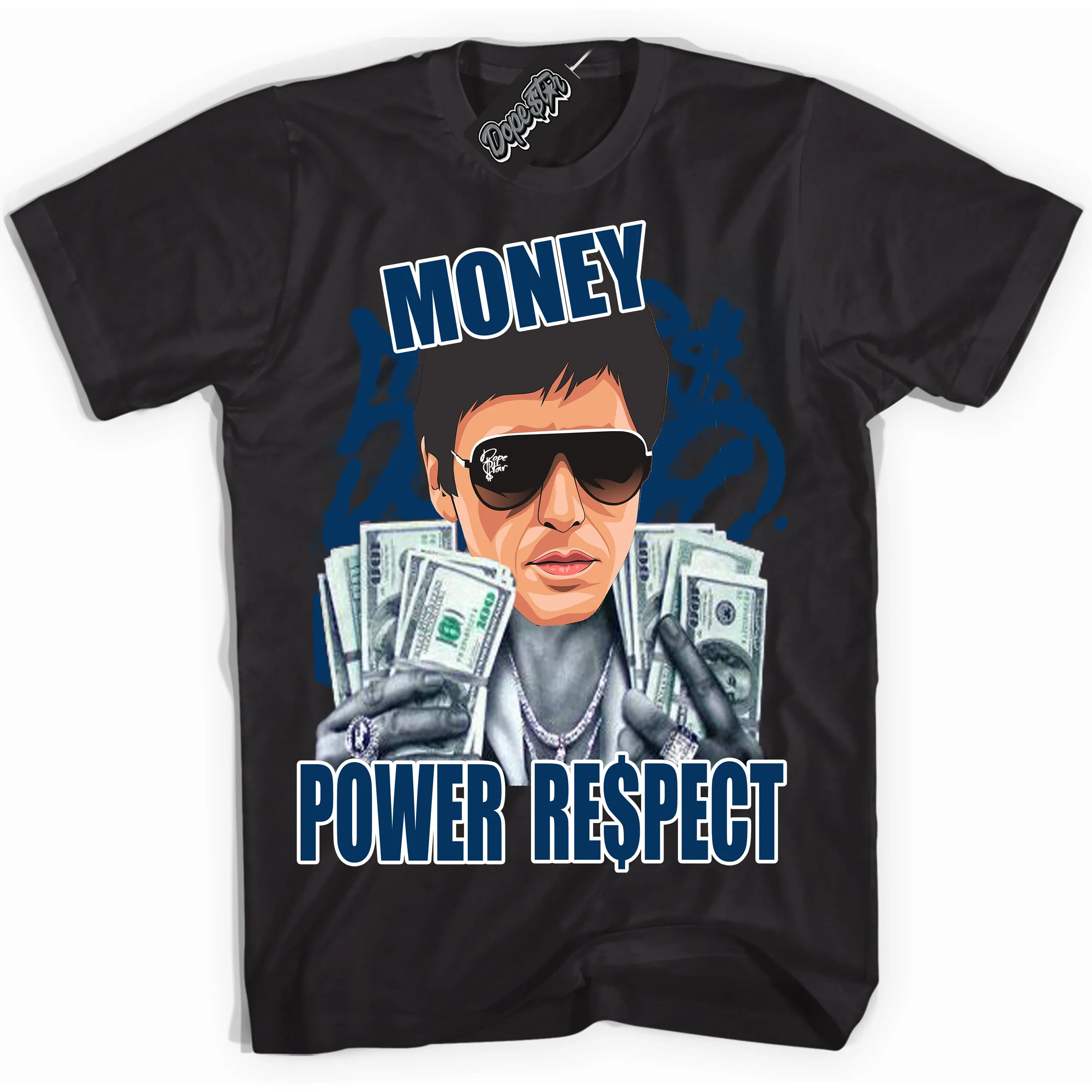 Midnight Navy 1s Sneaker Shirt Tony Montana Graphic