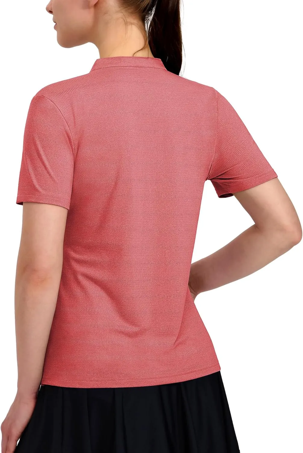 MIER Women's Golf Polo Shirts Collarless Short Sleeve Tennis Running T-Shirts V-Neck Cooling Summer Tee