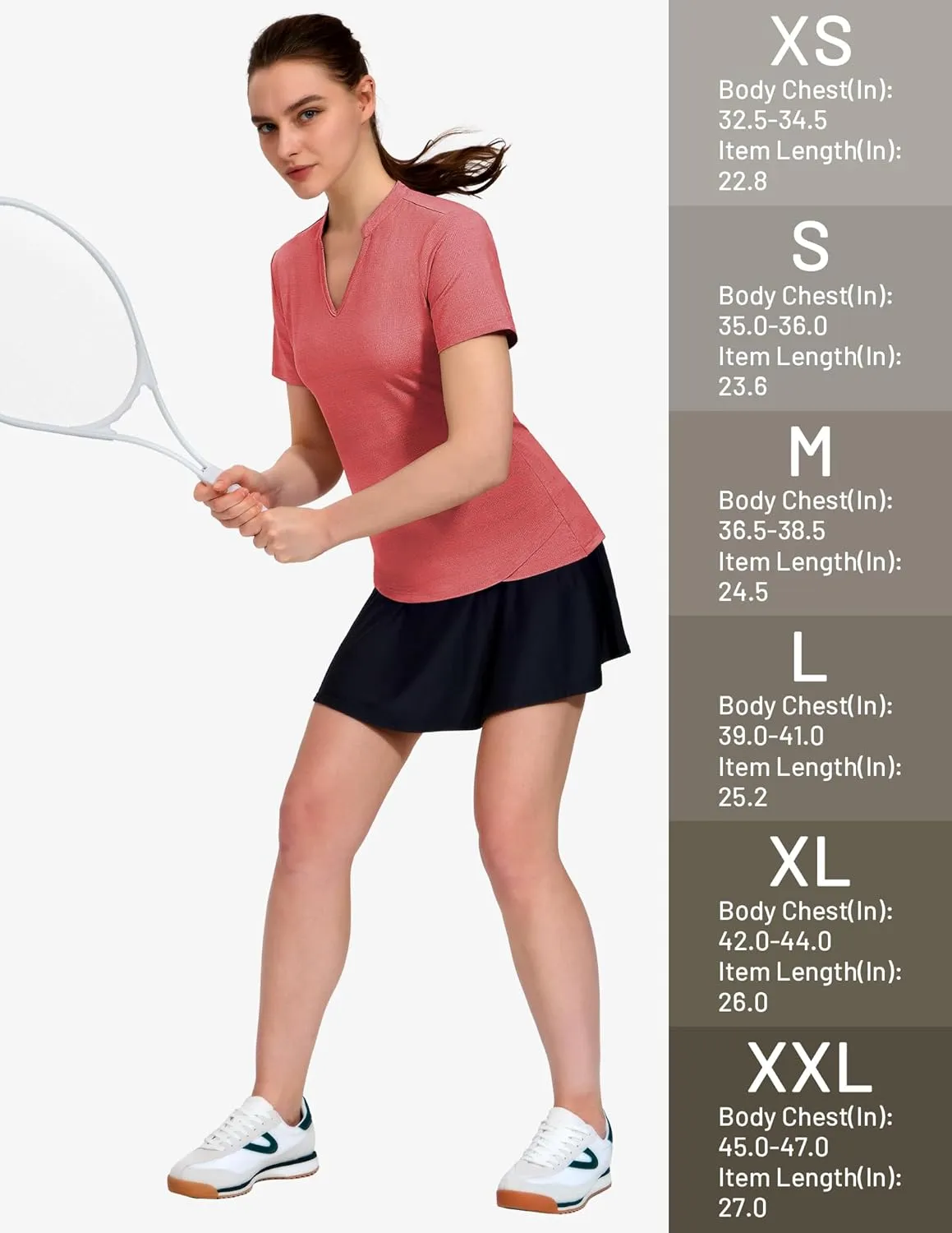 MIER Women's Golf Polo Shirts Collarless Short Sleeve Tennis Running T-Shirts V-Neck Cooling Summer Tee