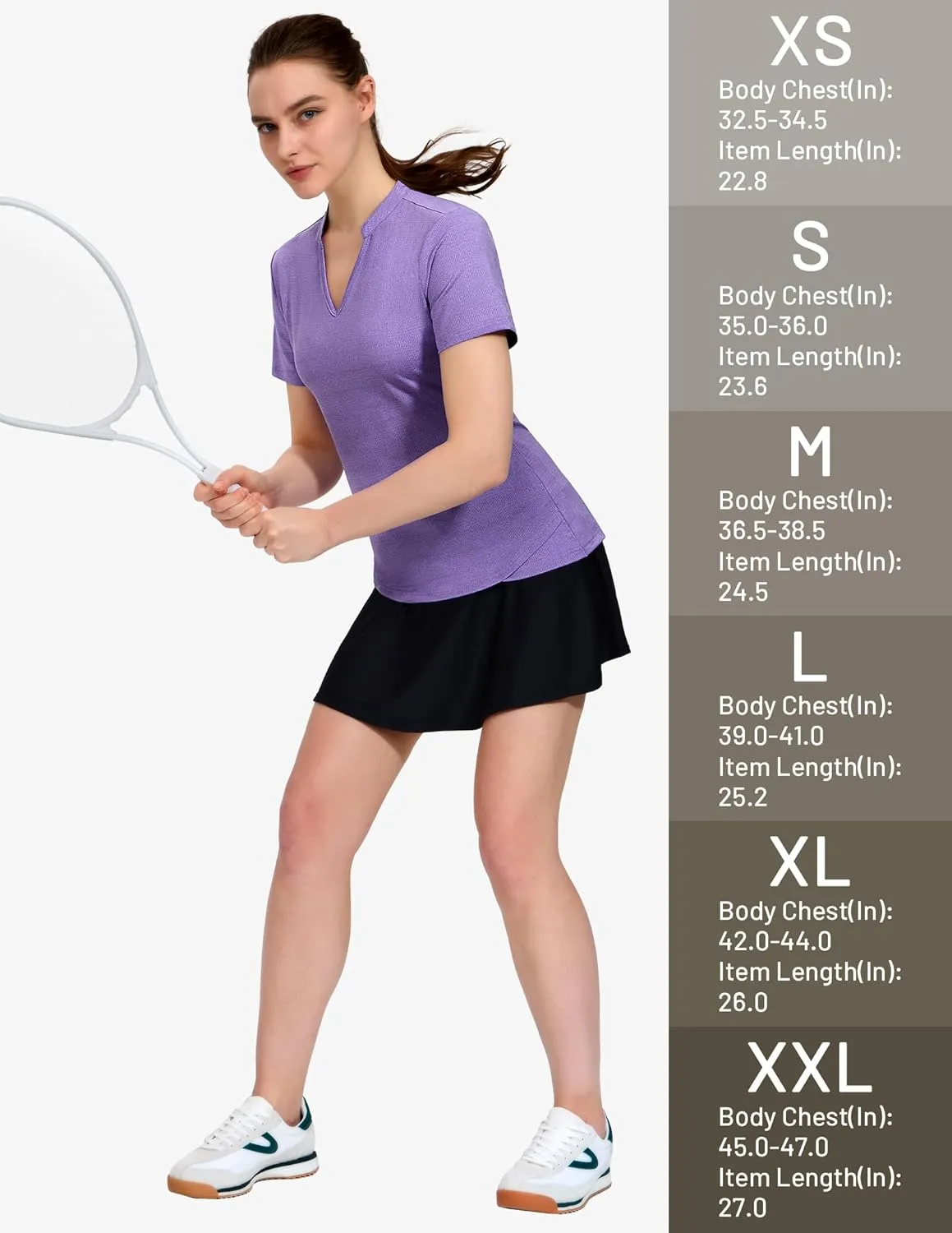 MIER Women's Golf Polo Shirts Collarless Short Sleeve Tennis Running T-Shirts V-Neck Cooling Summer Tee