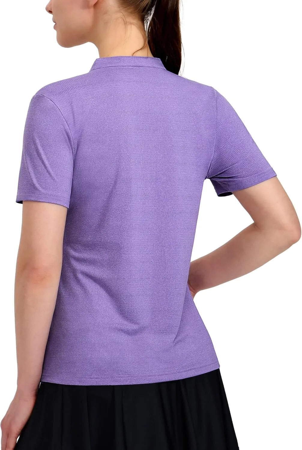 MIER Women's Golf Polo Shirts Collarless Short Sleeve Tennis Running T-Shirts V-Neck Cooling Summer Tee