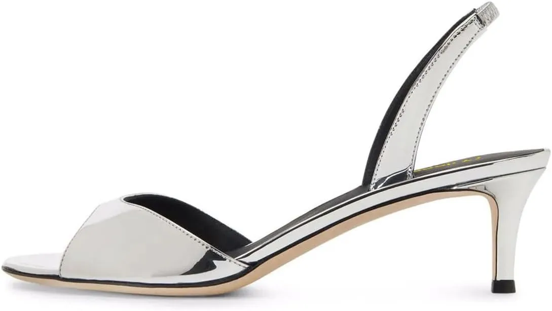 Milooey shoes Women Comfy Slingback Kitten Low Heels Elegant Peep Toe Single Strap Sandals Slip On Party Dress Lady Shoe Size 4-16 US