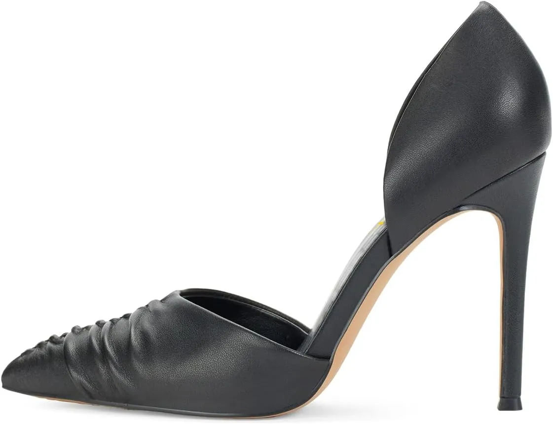 Milooey shoes Women's Pointed Toe D'Orsay Heels Elegant Pleated Stiletto Slip On Pumps Dress Party Office Shoes Size 4-16 Us