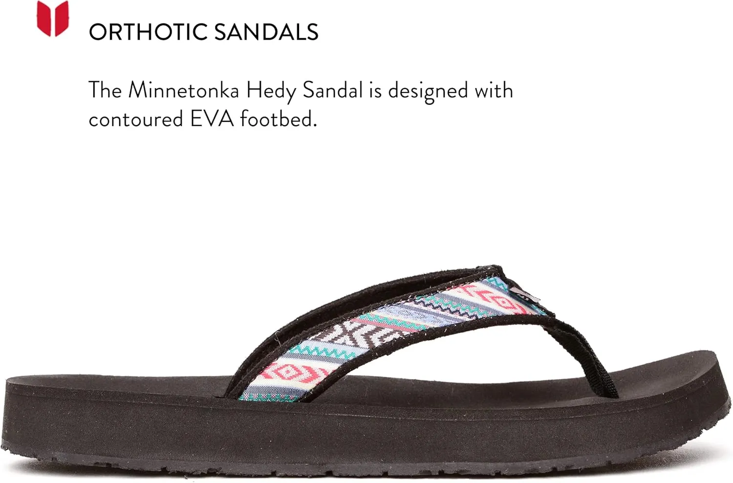 Minnetonka Hedy Sandal - Women’s Beach Flip Flops Handcrafted with Soft Denim or Woven Fabric Accents, and Contoured Footbed