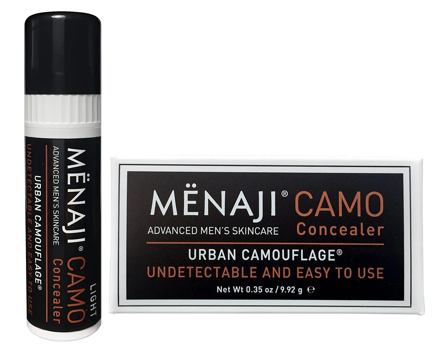 MËNAJI URBAN CAMOUFLAGE® Concealer Stick for Men - Skin Foundation Concealer for Dark Circles, Acne, Under Eye - Corrector - Mens Cosmetics - Light - 0.35oz