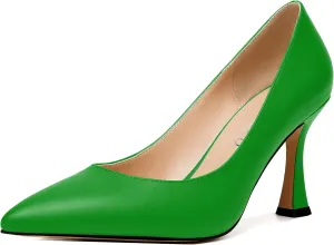 MODENCOCO Womens Slip On Elegant Matte Pointed Toe Sexy Party Stiletto High Heel Pumps Dress Shoes 3.5 Inch