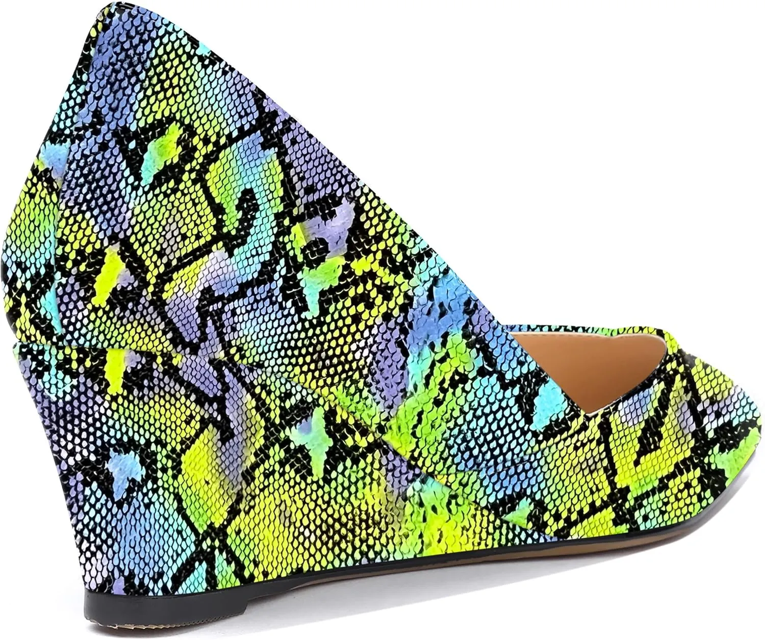 MODENCOCO Women's Slip On Professional Office Pointed Toe Patent Wedge Low Heel Pumps Shoes 2 Inch