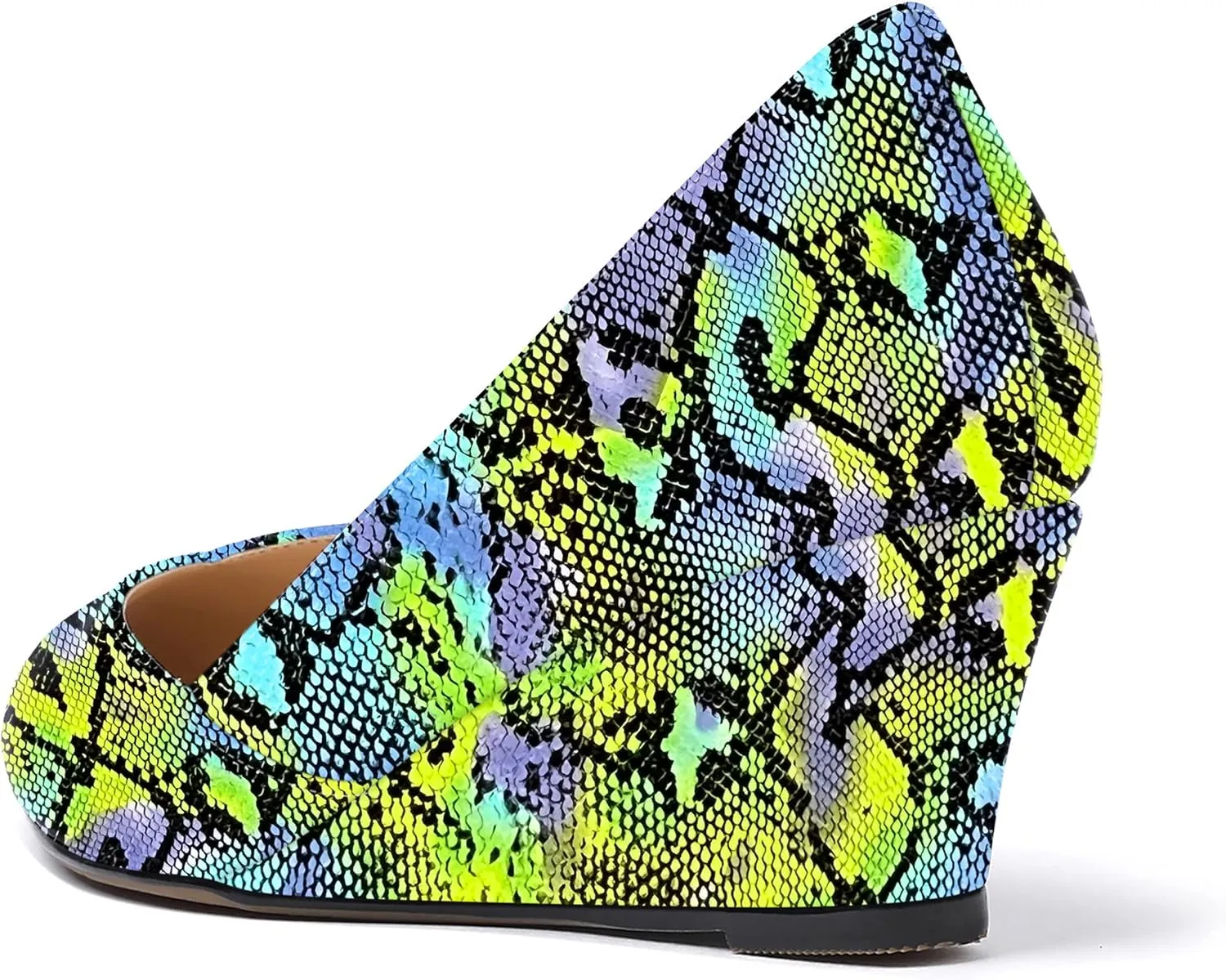 MODENCOCO Women's Slip On Professional Office Pointed Toe Patent Wedge Low Heel Pumps Shoes 2 Inch