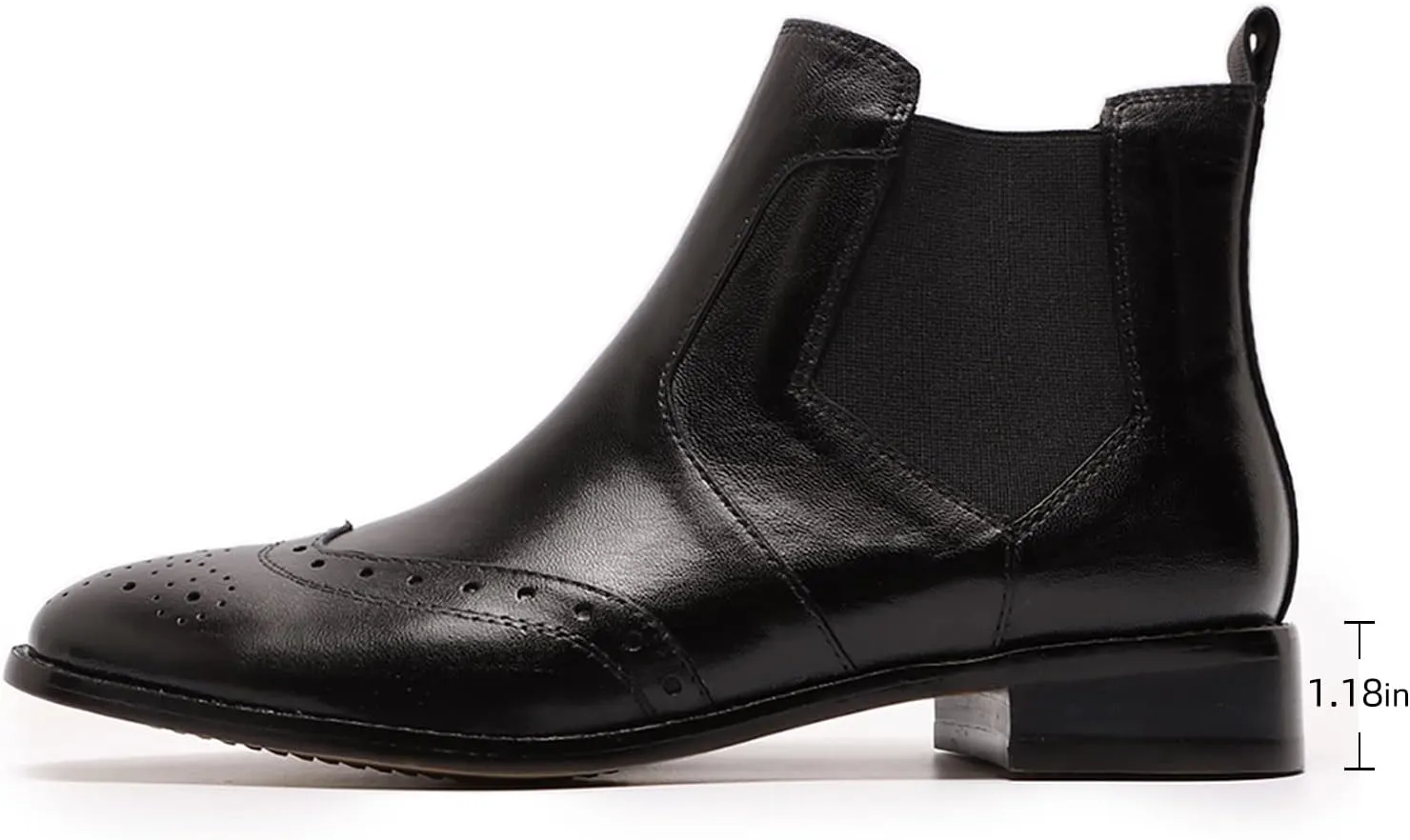 Mona flying Womens Classic Leather Chelsea Boot Ankle High Fashion Low Heel Pull on Wingtip Brogue Booties