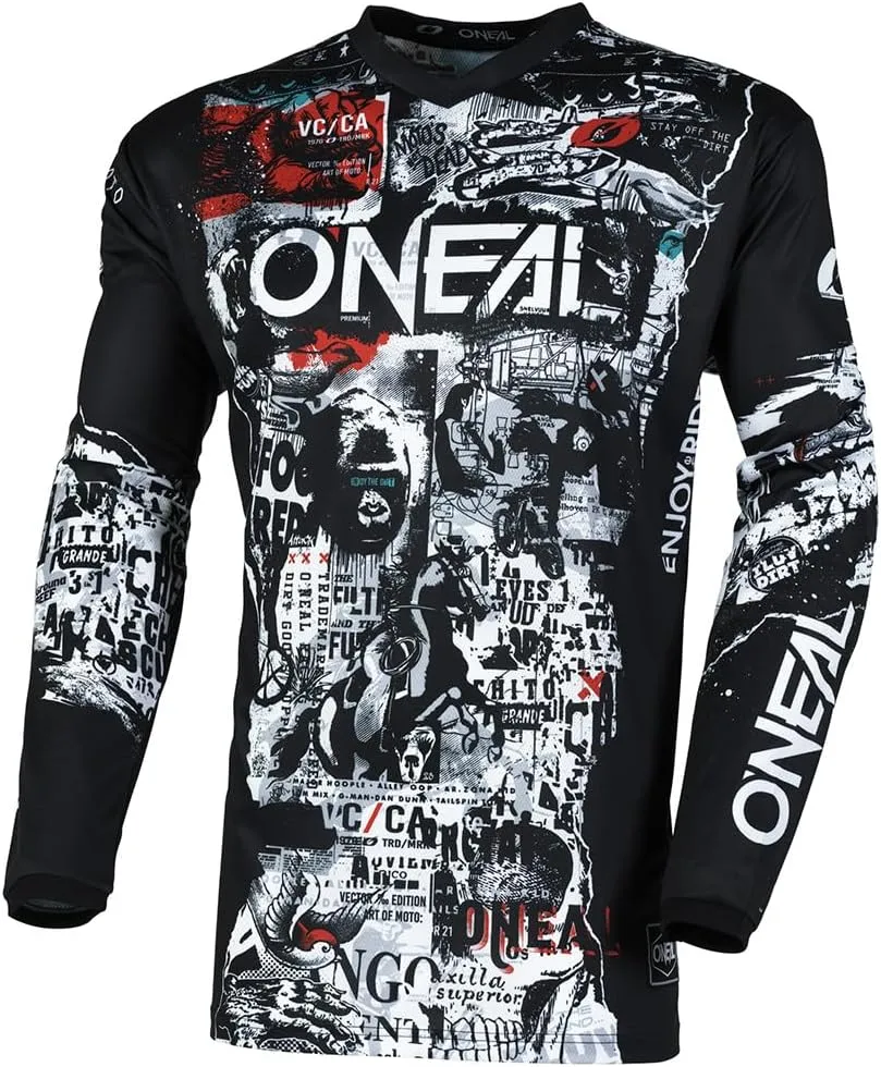 MX Outfit O'Neal Element Attack Black White Men (W28/Small) Protective Pants Jersey dirt bike bundle motocross off-road combo set