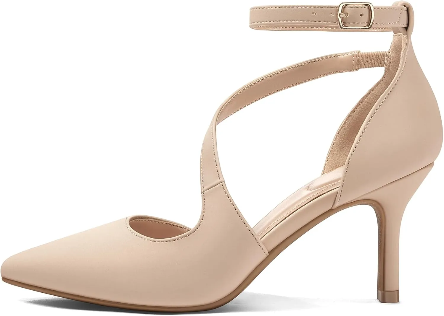 mysoft Women's Pumps Pointed Toe Stiletto Ankle Strap Closed Toe Low Heel Wedding Party Dress Shoes