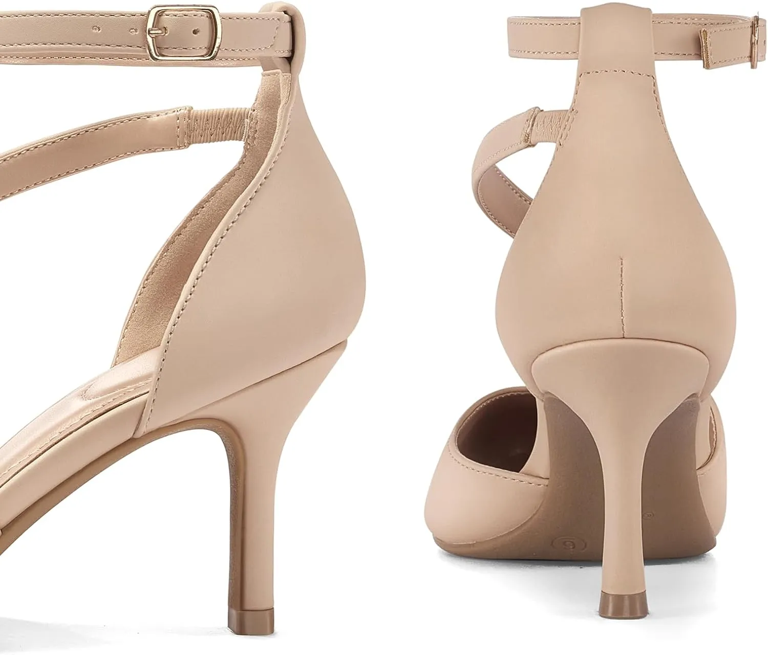 mysoft Women's Pumps Pointed Toe Stiletto Ankle Strap Closed Toe Low Heel Wedding Party Dress Shoes